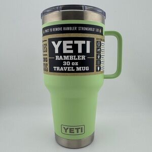 YETI Rambler 30 oz Travel Mug Key Lime Stronghold Lid Handle New